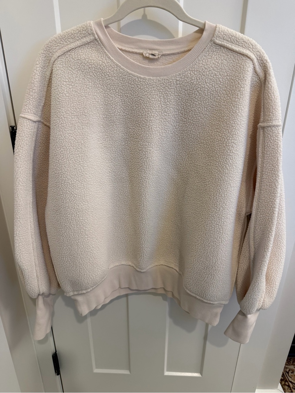 Pilcro Women's Cream Sherpa Pullover Sweatshirt